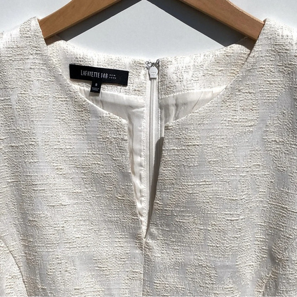 LAFAYETTE 148 NY Women’s Cream and White Floral Brocade Mini Sheath Dress size 8 - Picture 4 of 7